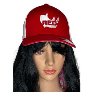 RED Port Authority Flexfit Mesh Back Cap S/M Baseball Hat Trucker Mid Profile